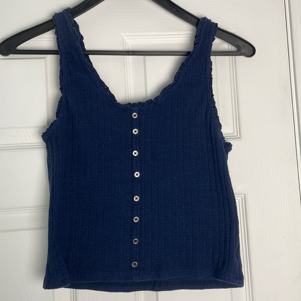 American Eagle Navy Ribbed Tank Top Size Large